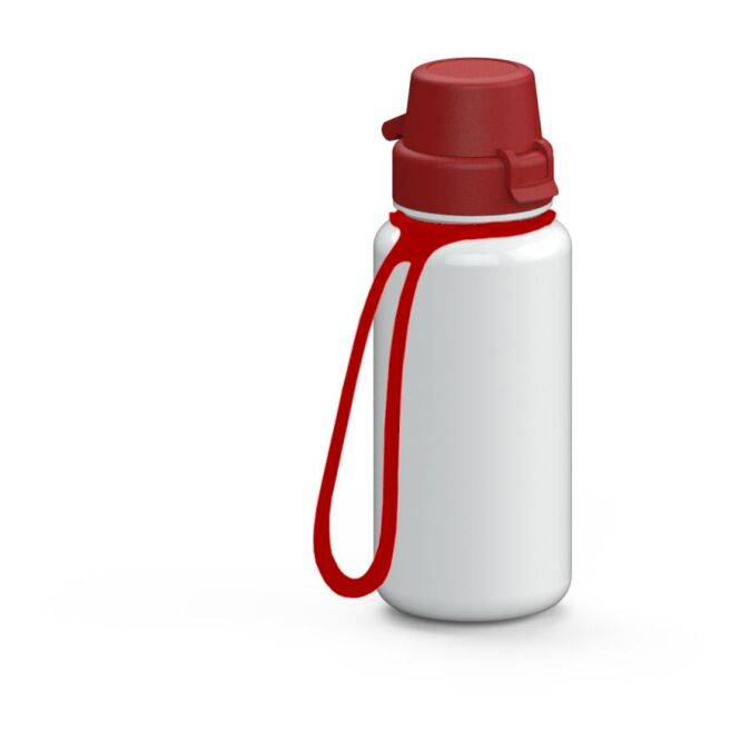 Werbeartikel Tritan Trinkflasche School – weiss – bedruckbar 400ml BPA-frei mit Trageschlaufe für Sportevents & Turniere