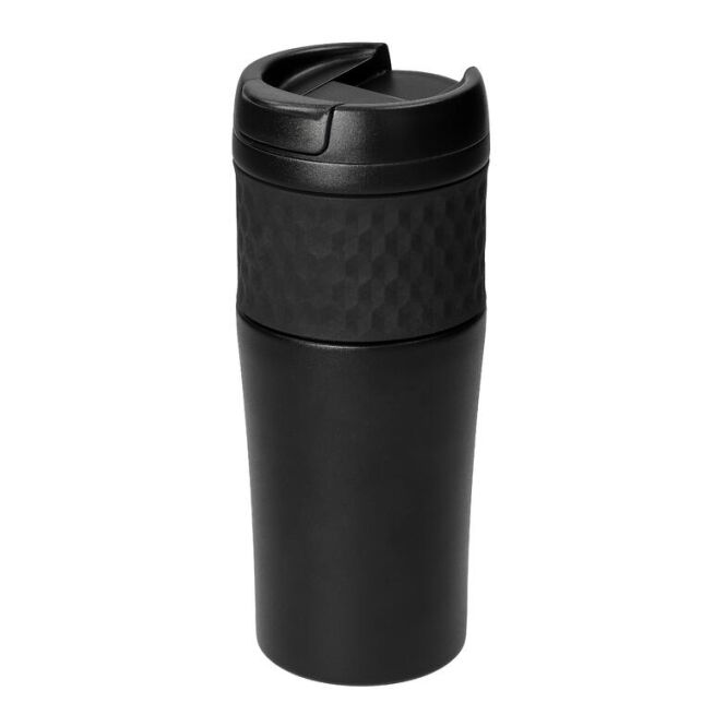 Firmengeschenk Thermobecher Temptation – schwarz – mit Gravur 0,5 l vakuum-isoliert für die Büroküche