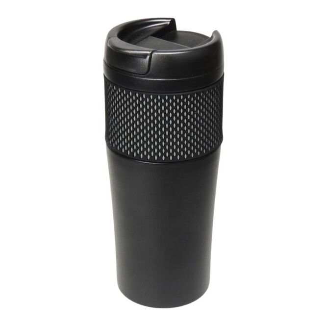 Firmengeschenk Thermobecher Temptation – schwarz – mit Logodruck 0,5 l für die Büroküche