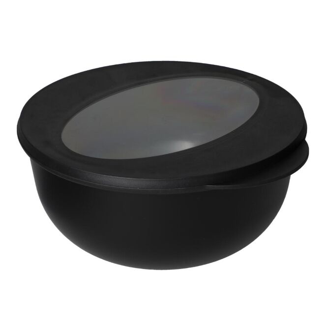 Firmengeschenk Food-Bowl Deluxe – schwarz – mit individuellem Werbedruck 1,0l 100% recycelbar BPA-frei nachhaltiges Mehrweggefäß