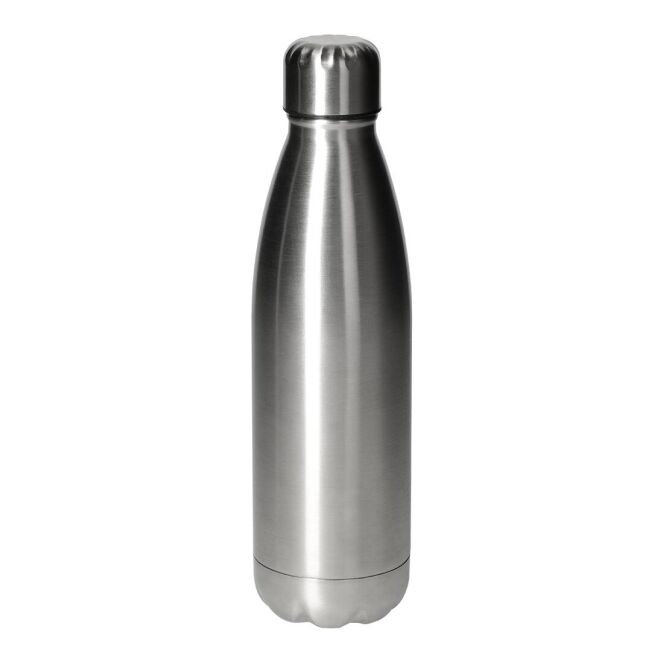Kundengeschenk Edelstahlflasche Colare – silber – mit Logodruck 0,7 l einwandig auslaufsicher für Außendienst und Besprechungsräume