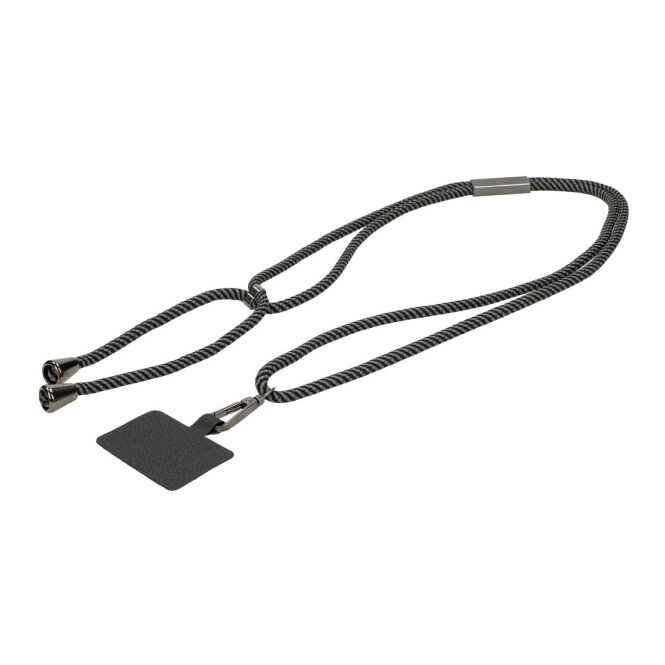 Streuartikel Handykette Universal – schwarz – mit Logo bedruckbar für den Büroalltag, stufenlos verstellbar bis 82,5 cm Länge