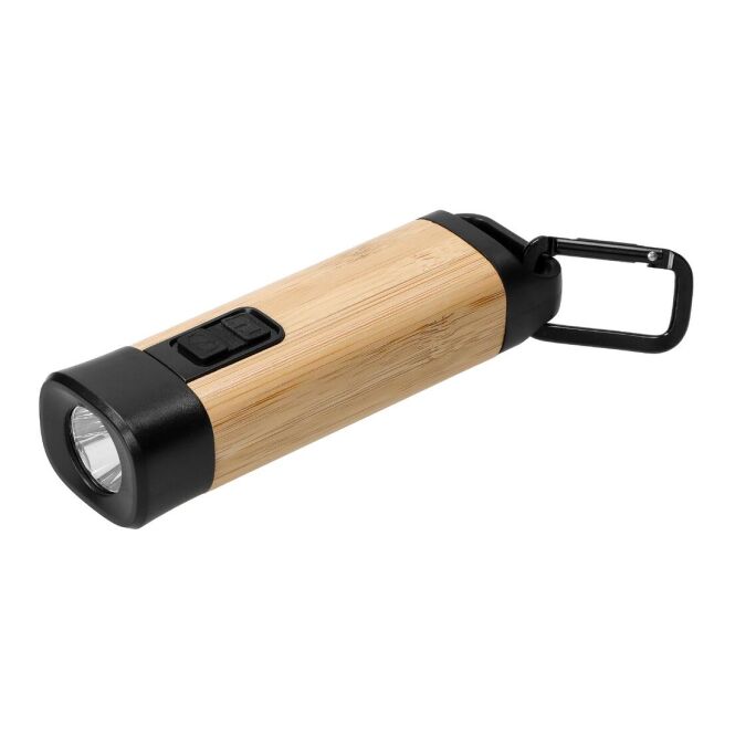 Werbeartikel Taschenlampe Apollon – natur – mit Werbedruck 120 Lumen COB-LED inkl. Ladekabel kompakter Lichtspender