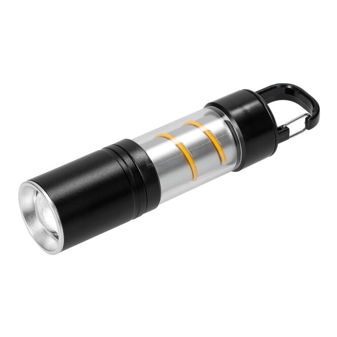 Werbeartikel Taschenlampe Lumi – schwarz – mit Lasergravur 13 cm 130 Lumen helle Handleuchte für Firmenveranstaltungen