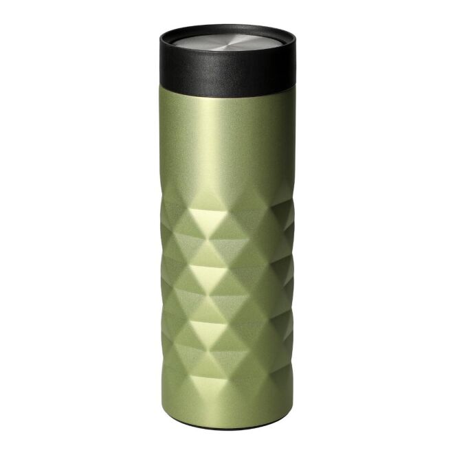 Werbeartikel Thermobecher Diamond 360 – grasgrün – mit Logodruck 440 ml für die Büroküche