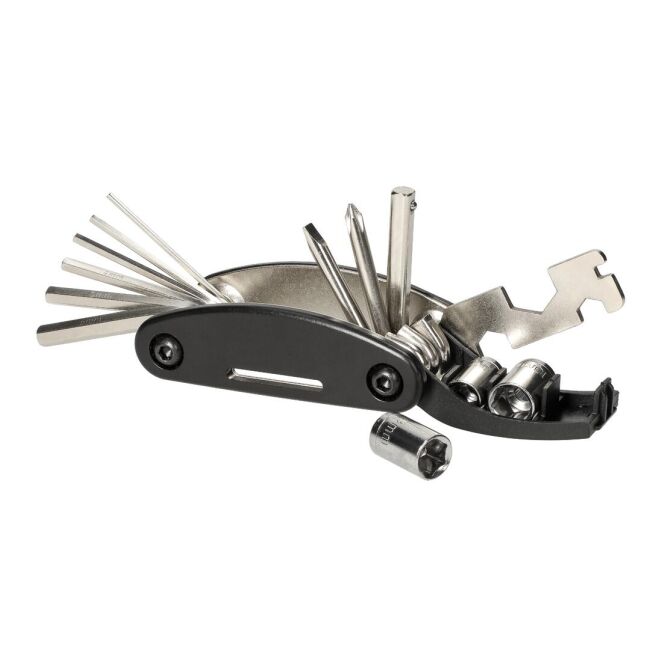 Mitarbeitergeschenk Multitool Multix – schwarz – mit Logo bedruckt aus ABS und Stahl vielseitiges Multifunktionswerkzeug