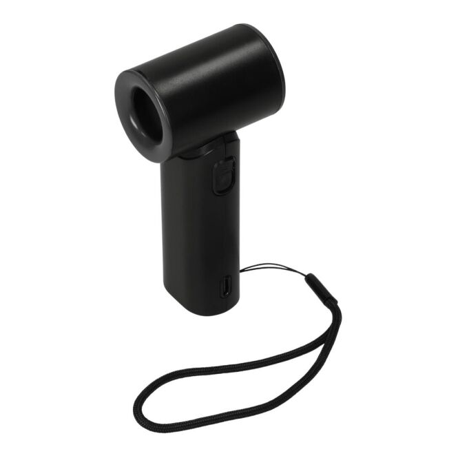Werbeartikel Handventilator Flow – schwarz – mit Logo bedruckt für Outdoor-Events und Strand-Promotions