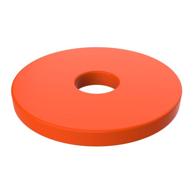 Streuartikel Einkaufswagenchip 1 Euro – orange – mit Logo bedruckt als praktisches Messe-Giveaway für den Firmen-Schlüsselbund