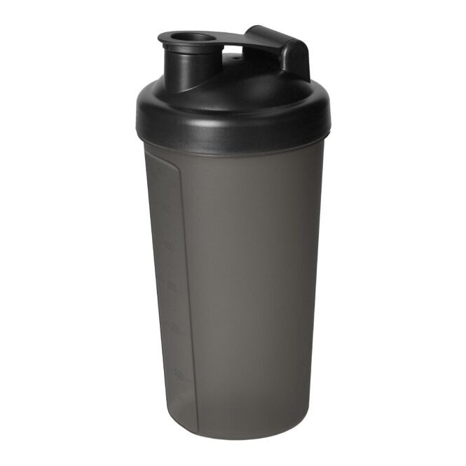 Sport-Werbemittel Shaker Protein – schwarz – mit Logo bedruckbar 0,6 l Kunststoff mit Sieb für Sportevents & Turniere