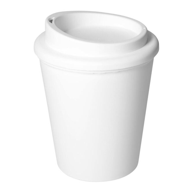 Werbeartikel Kaffeebecher Premium – weiss – mit Logo bedruckt 250 ml für das Mitarbeiter-Onboarding