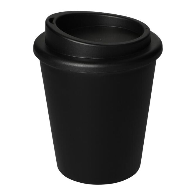 Firmengeschenk Kaffeebecher Premium small – schwarz – mit Logo bedruckt 0,25 l für die Büroküche und für unterwegs
