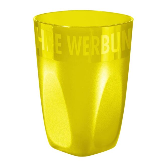 Werbeartikel Plastikbecher Midi Cup – standard-gelb – mit Logo bedruckt 0,3 l Mehrwegbecher für Events & Festivals