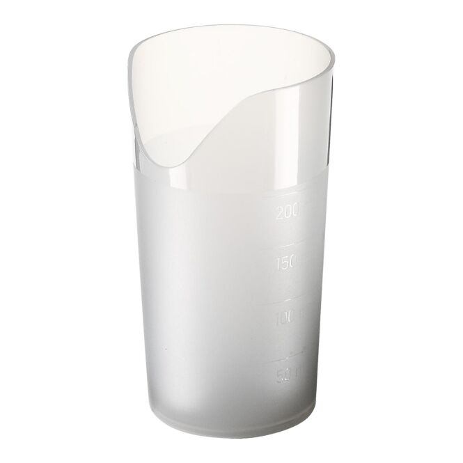 Werbeartikel Plastikbecher Ergonomie – transparent-milchig – mit Logo bedruckt 0,2 l für Events und Messen