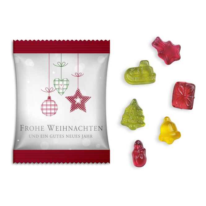 Streuartikel Gummibärchen im Standardtütchen – fruchtgummi-mix – mit Logo bedruckt 10g als Werbegeschenk für Kunden auf Messen und Events