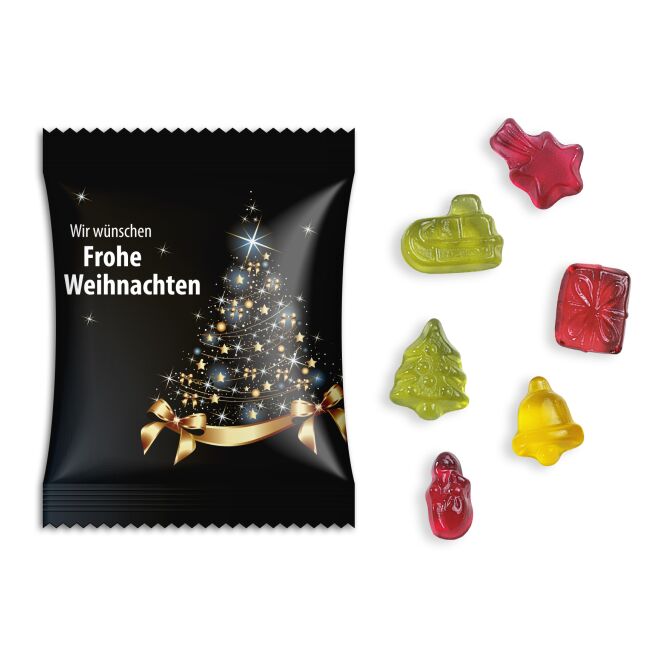 Streuartikel Fruchtgummi Standardtütchen – fruchtige gummibärchen – mit Logo bedruckt als Werbemittel für Messen und Firmenevents aller Art