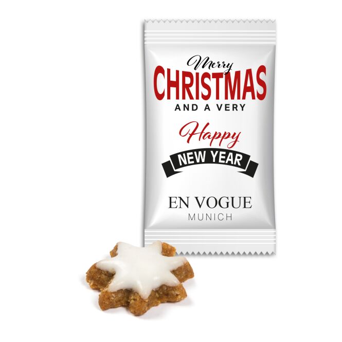 Firmengeschenk Lambertz Mini Zimtstern – weihnachtsgebäck – inkl. Werbeaufdruck als Weihnachtsgeschenk für Kunden und Partner