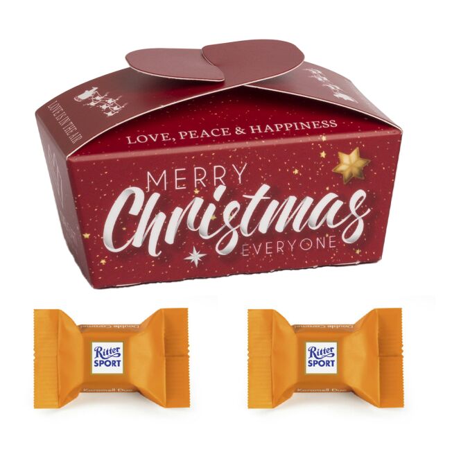 Firmengeschenk Lindt Lindor Ballotin – weihnachten – mit bedrucktem Etikett 2 Kugeln als Weihnachtsgeschenk für Kunden und Partner