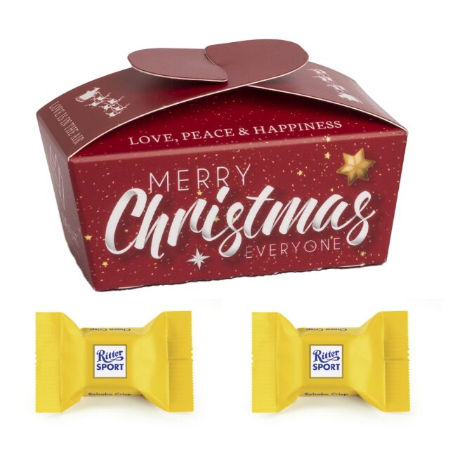 Firmengeschenk Lindt Lindor Ballotin – weihnachts-schokolade – mit bedrucktem Etikett 2 Kugeln als Weihnachtsgeschenk für Kunden und Partner