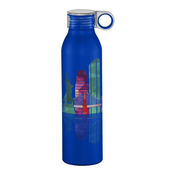 Sport-Werbemittel Aluminium Sportflasche Grom – royalblau – mit 48h Express-Druck 650 ml auslaufsicher für Sportevents & Turniere