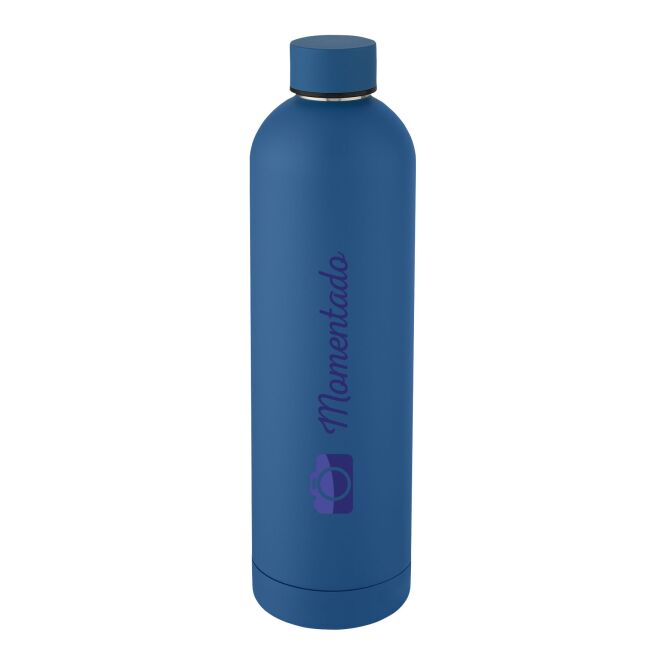 Firmengeschenk Thermosflasche Spring – tech blue – mit 48h Express-Druck 1 l vakuumisoliert edelstahl BPA-frei für das Mitarbeiter-Onboarding