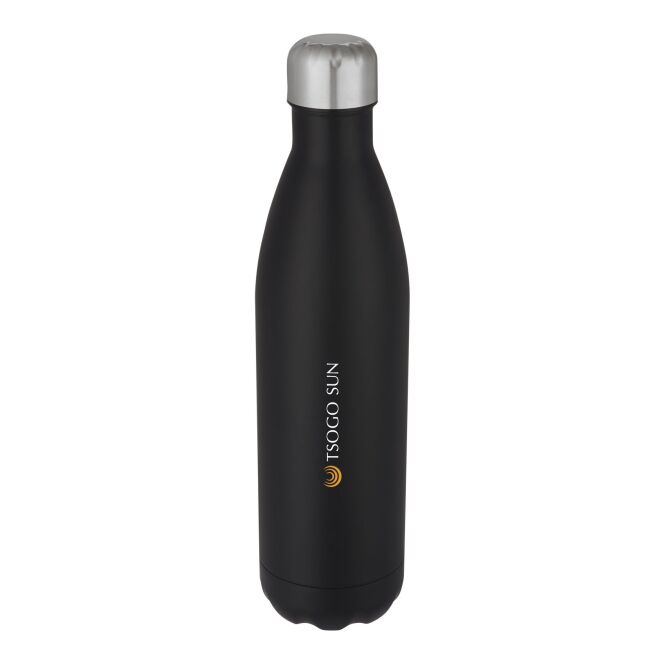 Kundengeschenk Cove Isolierflasche – schwarz – mit 48h Express-Gravur 750 ml vakuumisoliert 18/8 Edelstahl nachhaltig für Außendienst