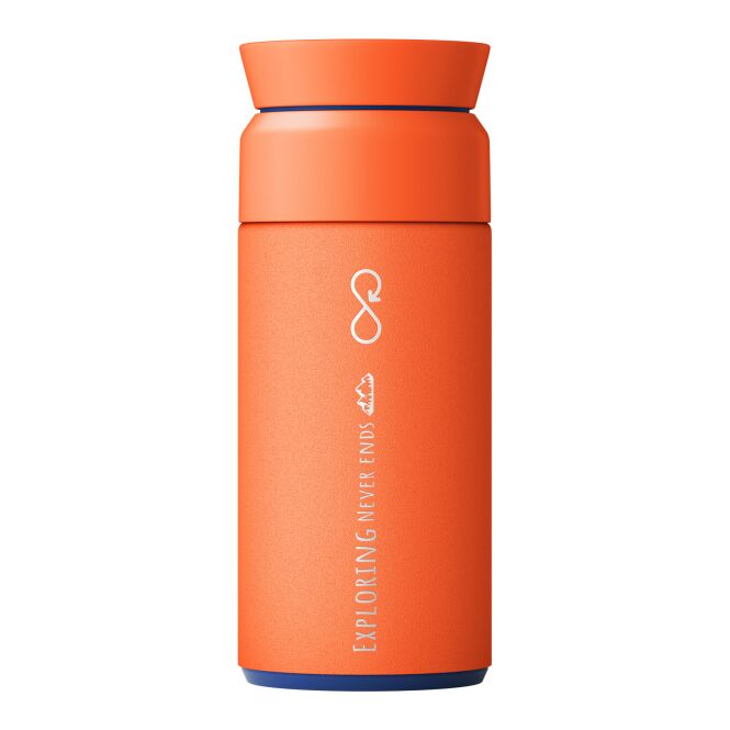 Mitarbeitergeschenk Trinkflasche Ocean Bottle 350 ml Brew – sun orange – mit 48h Express-Druck vakuumisolierte Isolierkanne