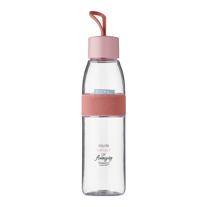 Mitarbeitergeschenk Trinkflasche Mepal Ellipse – rosa – mit 48h Express-Logodruck 500 ml BPA-frei auslaufsichere Wasserflasche