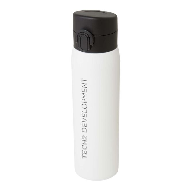 Mitarbeitergeschenk Trinkflasche Sika – weiss – mit 48h Express-Logodruck 450ml, 100% r-Edelstahl, vakuumisoliert, nachhaltige Mehrwegflasche für CSR