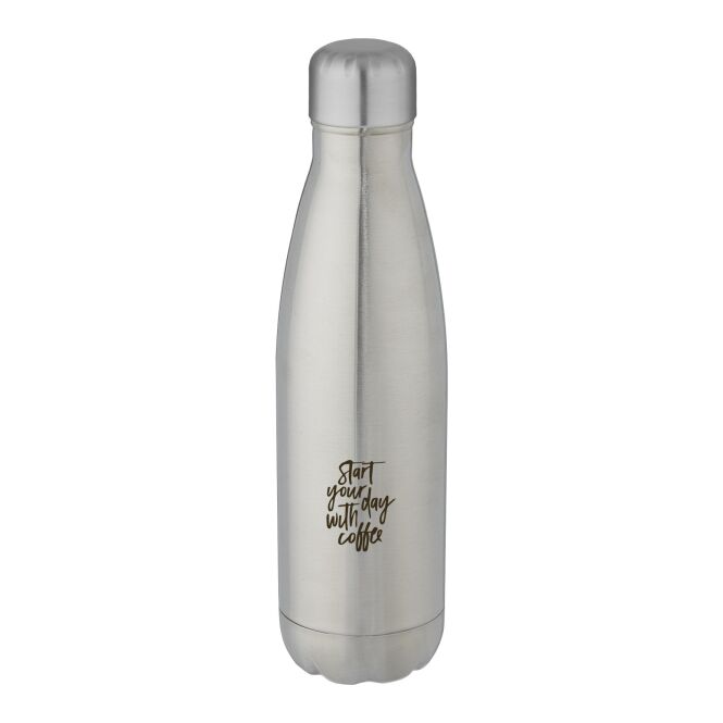 Kundengeschenk Edelstahlflasche Cove – silber – mit 48h Express-Gravur 500 ml vakuumisoliert nachhaltig für Mitarbeiter-Onboarding