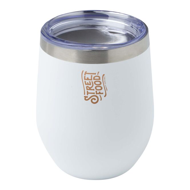 Firmengeschenk Thermobecher Corzo – weiss – mit 48h Express-Druck 350 ml nachhaltiger Edelstahlbecher für das Mitarbeiter-Onboarding