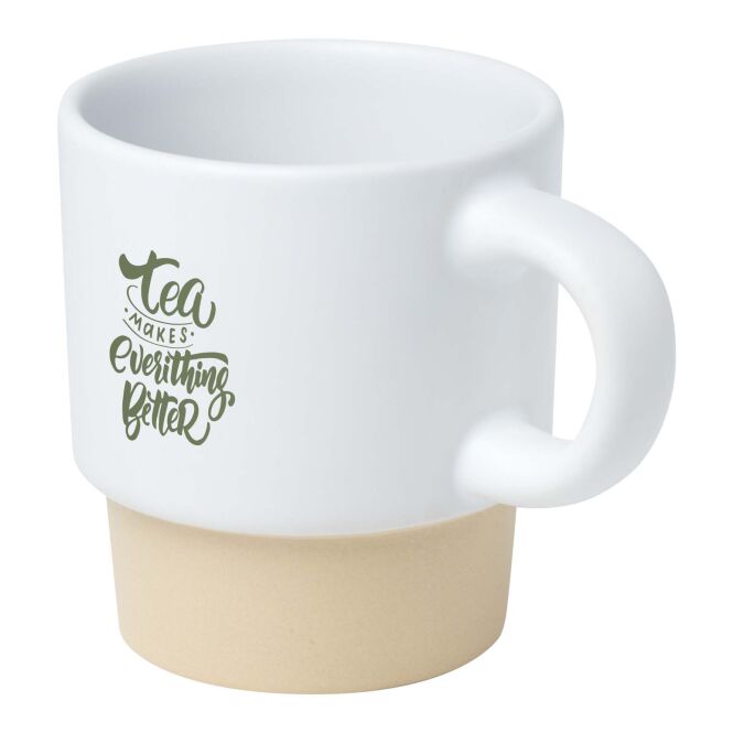 Kundengeschenk Espressotasse Olympia – weiss – mit 48h Express-Logodruck 130 ml stapelbar für die Büroküche