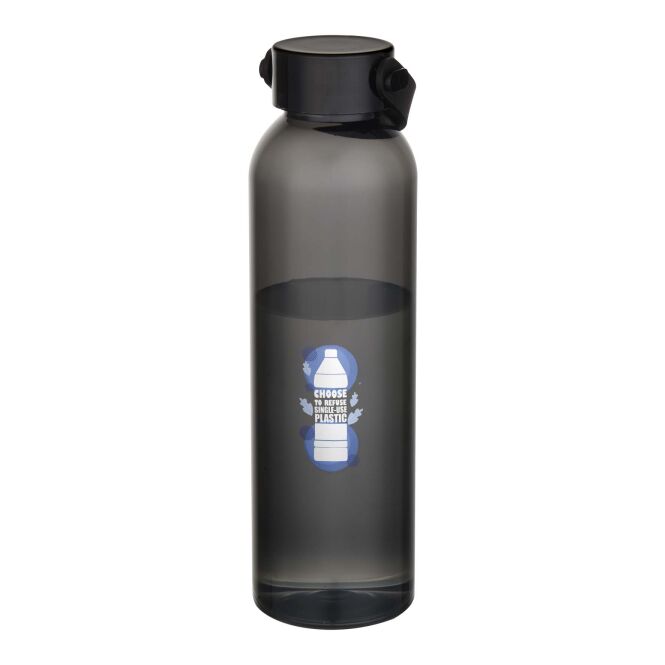Mitarbeitergeschenk Trinkflasche Alti 630ml – schwarz – mit 48h Express-Logodruck 100% rPET nachhaltige Mehrwegflasche für CSR