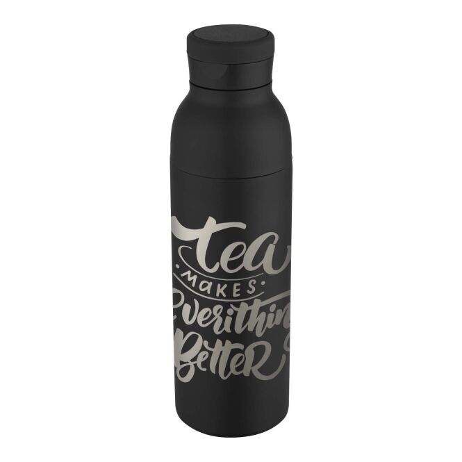 Mitarbeitergeschenk Trinkflasche Illuminate 650ml – schwarz – mit 48h Express-Logodruck 100% RCS-Edelstahl nachhaltige Mehrwegflasche