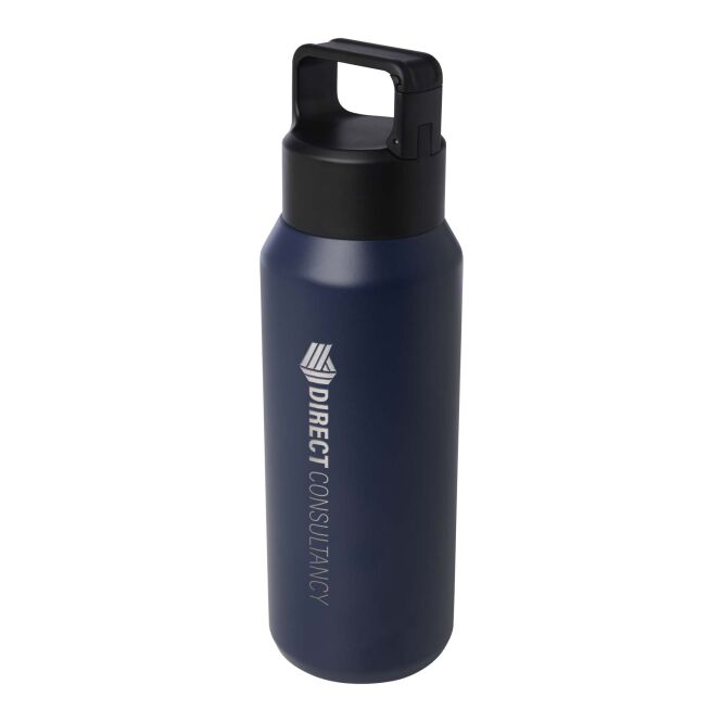 Firmengeschenk Trinkflasche Astra 600ml – navy – mit 48h Express-Lasergravur aus 100% recyceltem Edelstahl nachhaltige Mehrwegflasche
