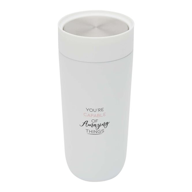 Firmengeschenk Thermobecher Camden – weiss – mit 48h Express-Druck 350 ml für das Mitarbeiter-Onboarding