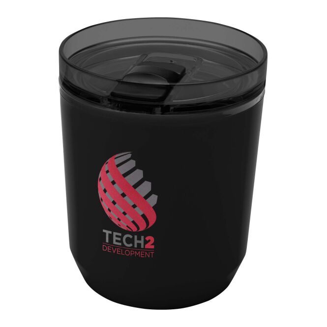 Kundengeschenk Kaffee to go Becher Hudson – schwarz – im 48h Express-Druck 180 ml nachhaltig für das Mitarbeiter-Onboarding