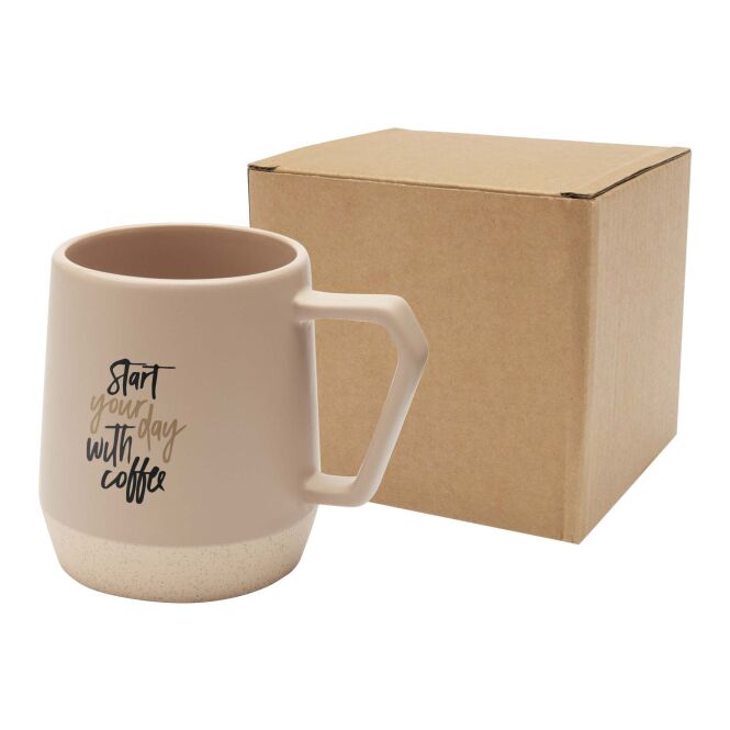 Firmengeschenk Keramiktasse Dolce – oatmeal – im 48h Express-Druck 300 ml für die Büroküche