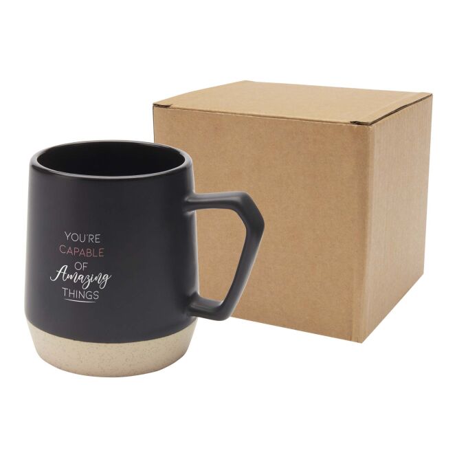 Firmengeschenk Keramiktasse Dolce – schwarz – im 48h Express-Druck 300 ml für die Büroküche