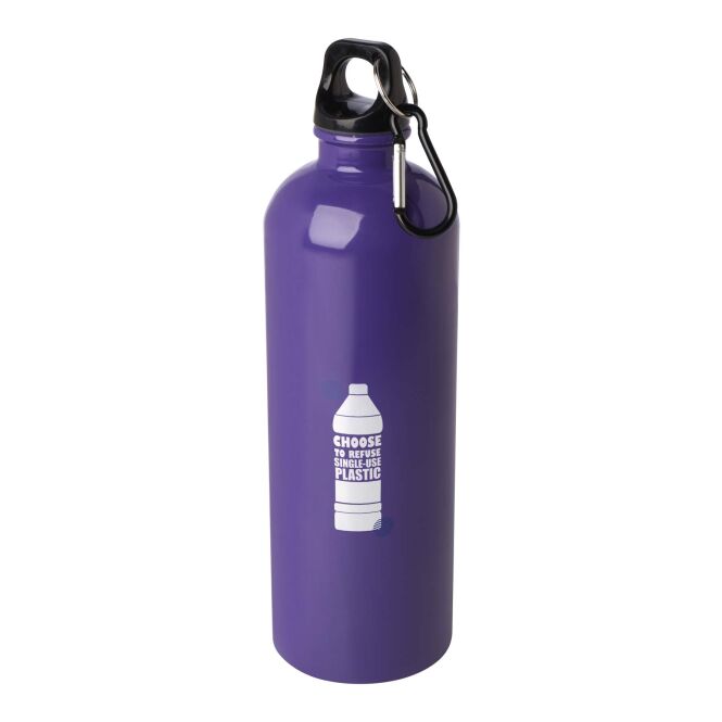 Werbeartikel Trinkflasche Oregon – lila – mit 48h Express-Druck 750 ml nachhaltiger Edelstahl mit Karabinerhaken für Sportevents & Turniere