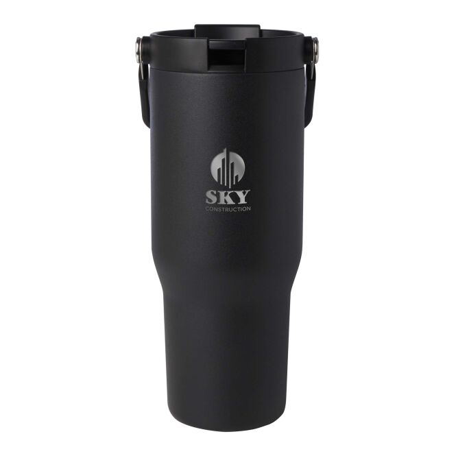 Firmengeschenk Thermobecher Bronx – schwarz – im 48h Express-Druck 900 ml für das Mitarbeiter-Onboarding und die Büroküche
