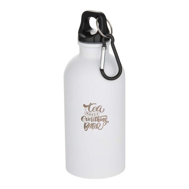 Firmengeschenk Trinkflasche Oregon 400ml – weiss – mit 48h Express-Logodruck 100% recycelter Edelstahl RCS-zertifiziert nachhaltige Mehrwegflasche für CSR