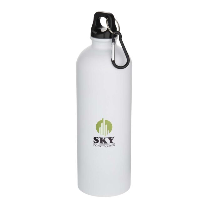 Mitarbeitergeschenk Trinkflasche Oregon – weiss – mit 48h Express-Logodruck 750ml 100% recycelter Edelstahl nachhaltige Mehrwegflasche
