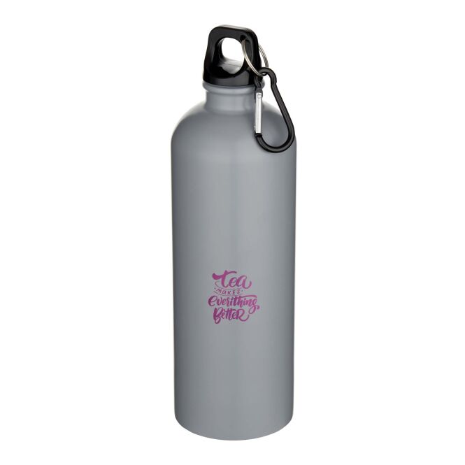 Firmengeschenk Trinkflasche Oregon – grau – mit 48h Express-Logodruck 750ml 100% recycelter Edelstahl nachhaltige Mehrwegflasche
