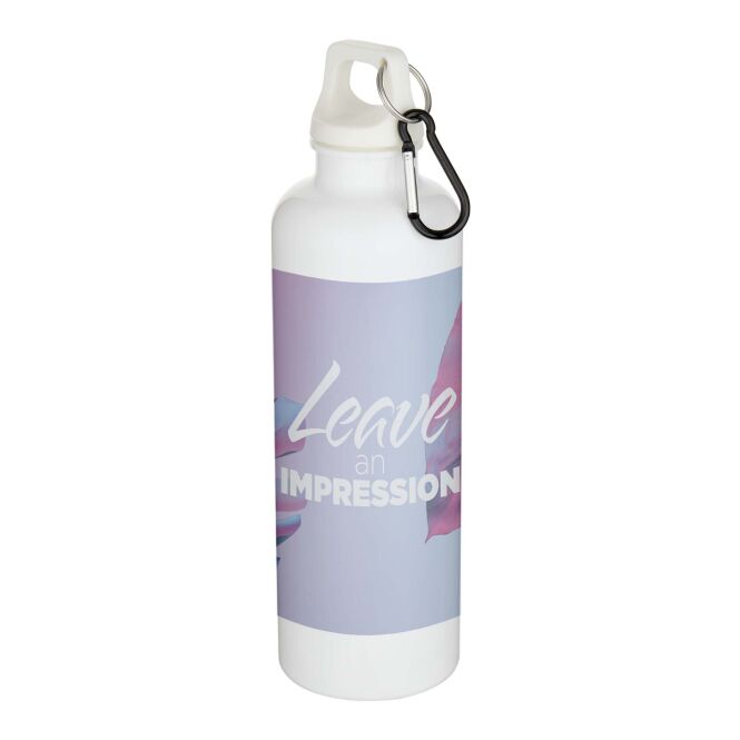 Premium-Werbeartikel Trinkflasche Oregon – weiss – mit 48h Express-Logodruck 750ml 100% rPET RCS-zertifiziert nachhaltige Mehrwegflasche
