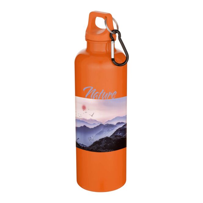 Mitarbeitergeschenk Trinkflasche Oregon 750ml – orange – 48h Express-Logodruck 100% rPET EFSA-zertifiziert nachhaltige Mehrwegflasche