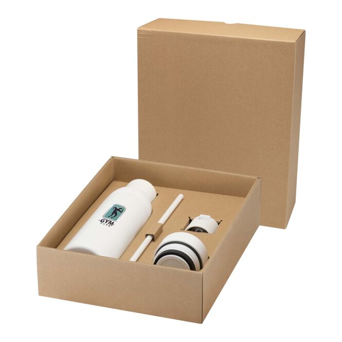 Mitarbeitergeschenk Trinkflasche Illuminate – weiss – mit 48h Express-Logodruck, 650ml RCS-zertifizierter Edelstahl, nachhaltige Mehrwegflasche