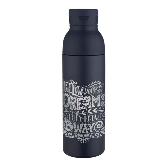Mitarbeitergeschenk Trinkflasche Illuminate 650ml – navy – mit 48h Express-Logodruck, RCS-Edelstahl, vakuumisoliert, nachhaltiges Mehrweggefäß