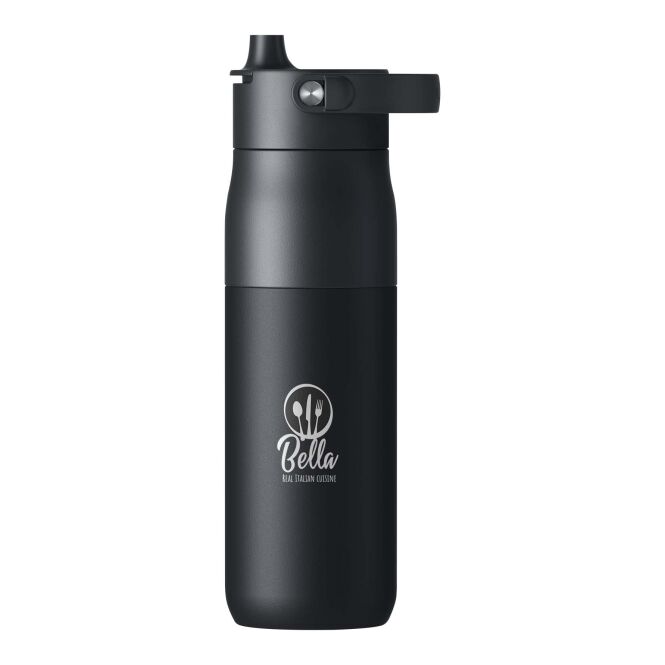 Kundengeschenk Thermosflasche LARQ Swig Top – schwarz – mit 48h Express-Druck 680 ml vakuumisoliert für das Mitarbeiter-Onboarding