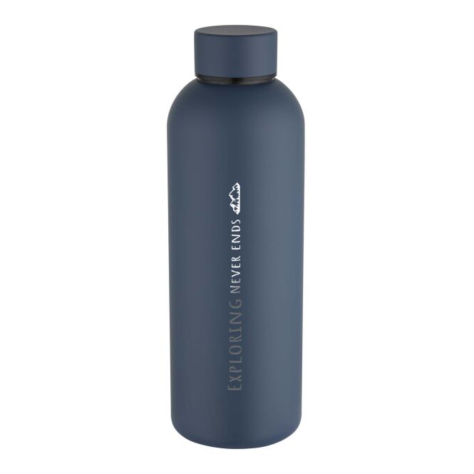 Mitarbeitergeschenk Trinkflasche Spring 750ml – hale blue – mit 48h Express-Logodruck 100% recycelter Edelstahl RCS-zertifiziert nachhaltige Mehrwegflasche
