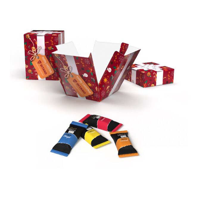 Firmengeschenk Lindt Lindor – weihnachtsüberraschung – mit bedrucktem Etikett 8 Kugeln als Weihnachtsgeschenk für Kunden und Partner